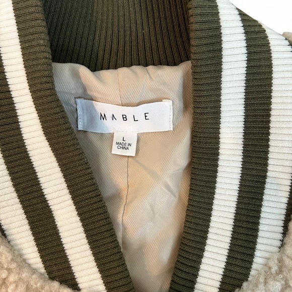 Mable Sherpa Varsity Jacket with Green Trim - Picture 6 of 6